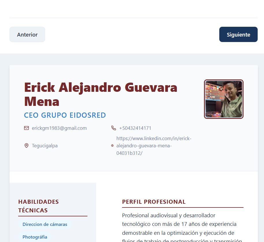 Vista previa de Generador de CV